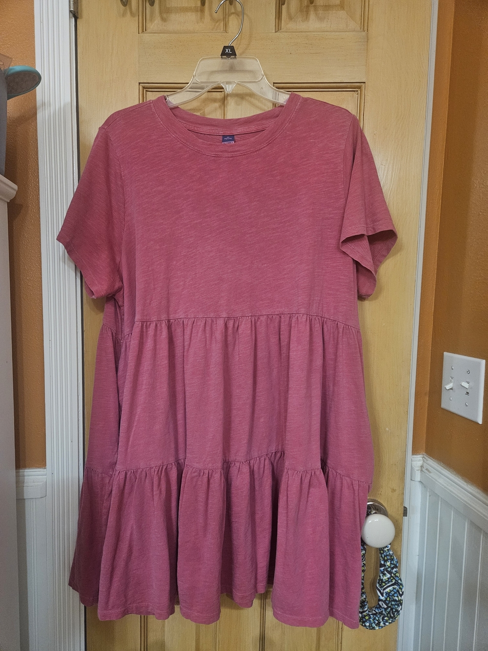 Old Navy Pink Tiered Cotton Tee Dress